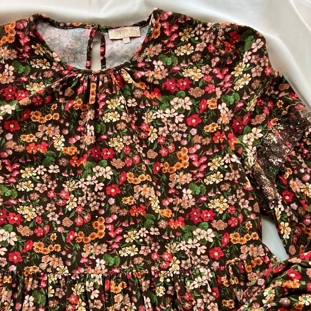 ByTIMO Corduroy Lace Tiered Brown Multi - Picture 4 of 7